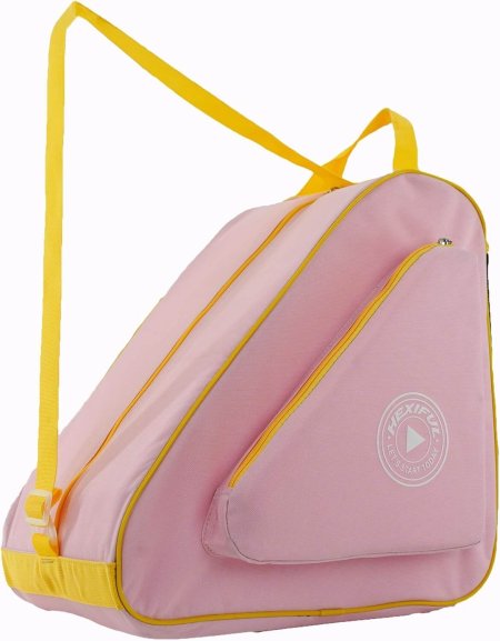 Bolsa de Skate Para Transportar Patins de Gelo, Patins Em Linha, Patins e Patins Quádruplos Para Crianças e Adultos (Rosa/Amarelo)